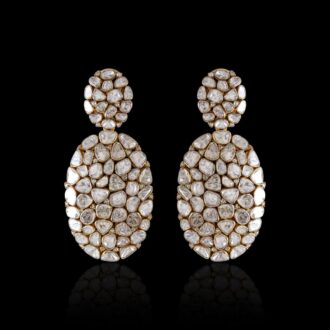 Polki Earrings with Diamond in Oval